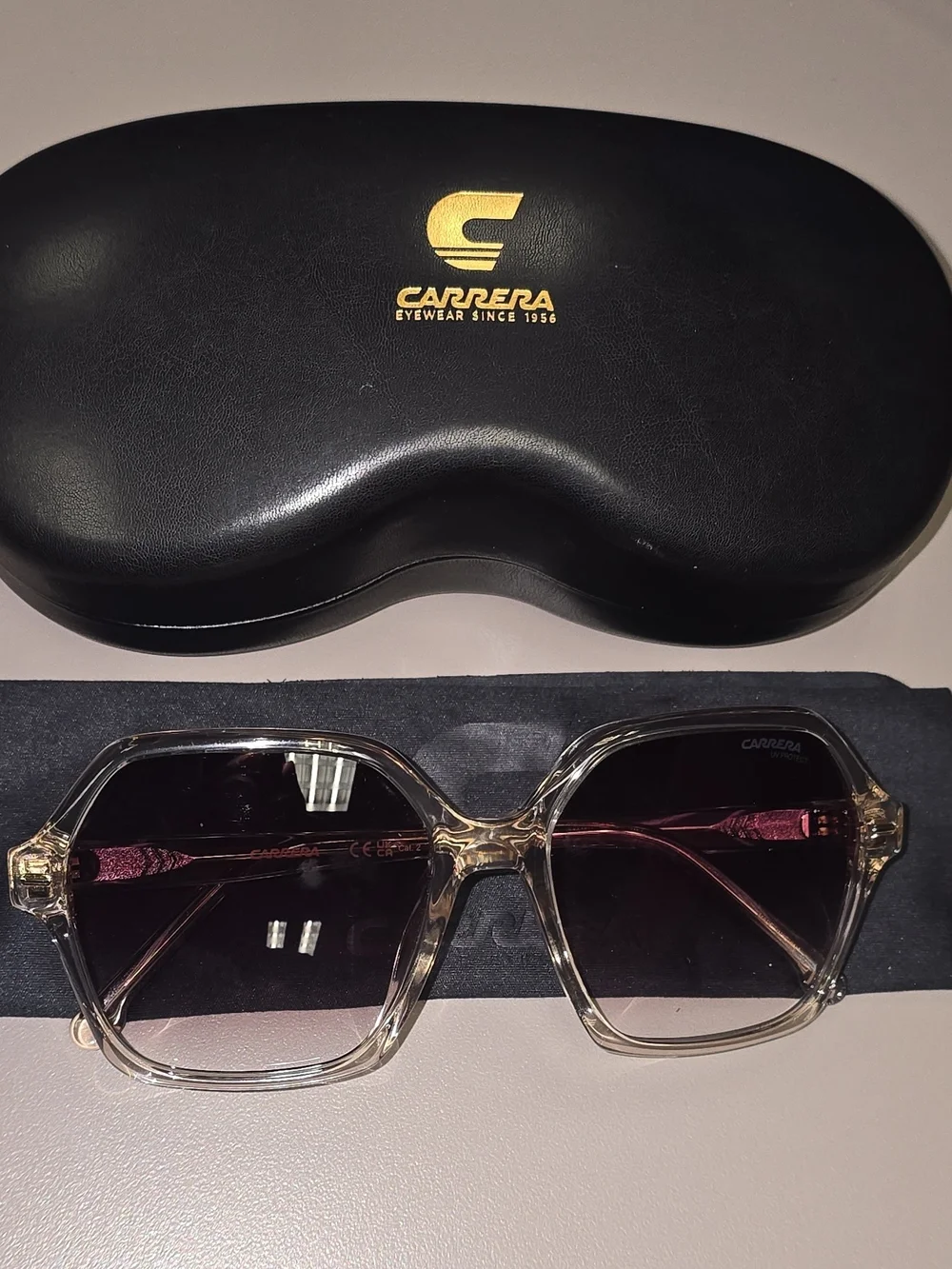Carrera 3016/S 0FWM HA Nude Square Sunglasses NIB Case Cloth 55-17-140